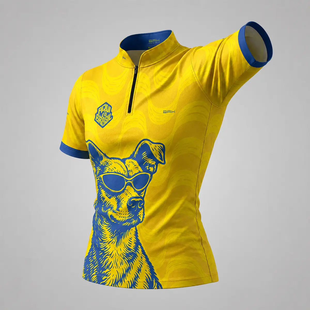 Camiseta Brk Feminina Aqui é o Brasil Caramelo de Óculos Amarela com Proteção UV50