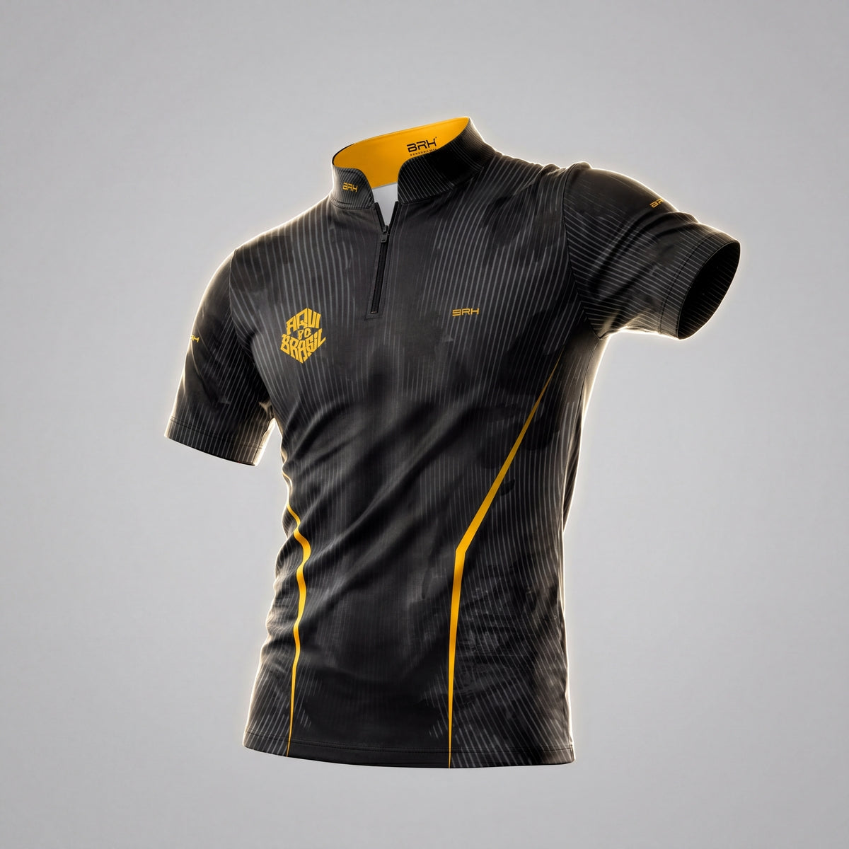 Camiseta Brk Aqui é o Brasil Cristo Redentor Preta com Proteção UV50