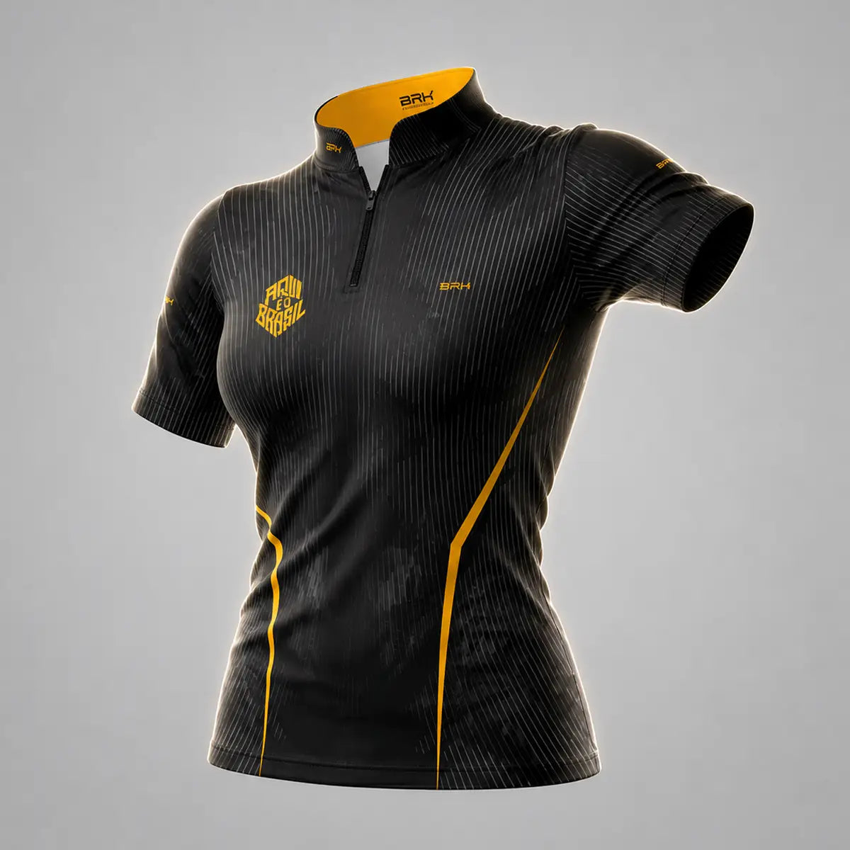 Camiseta Brk Feminina Aqui é o Brasil Cristo Redentor Preta com Proteção UV50