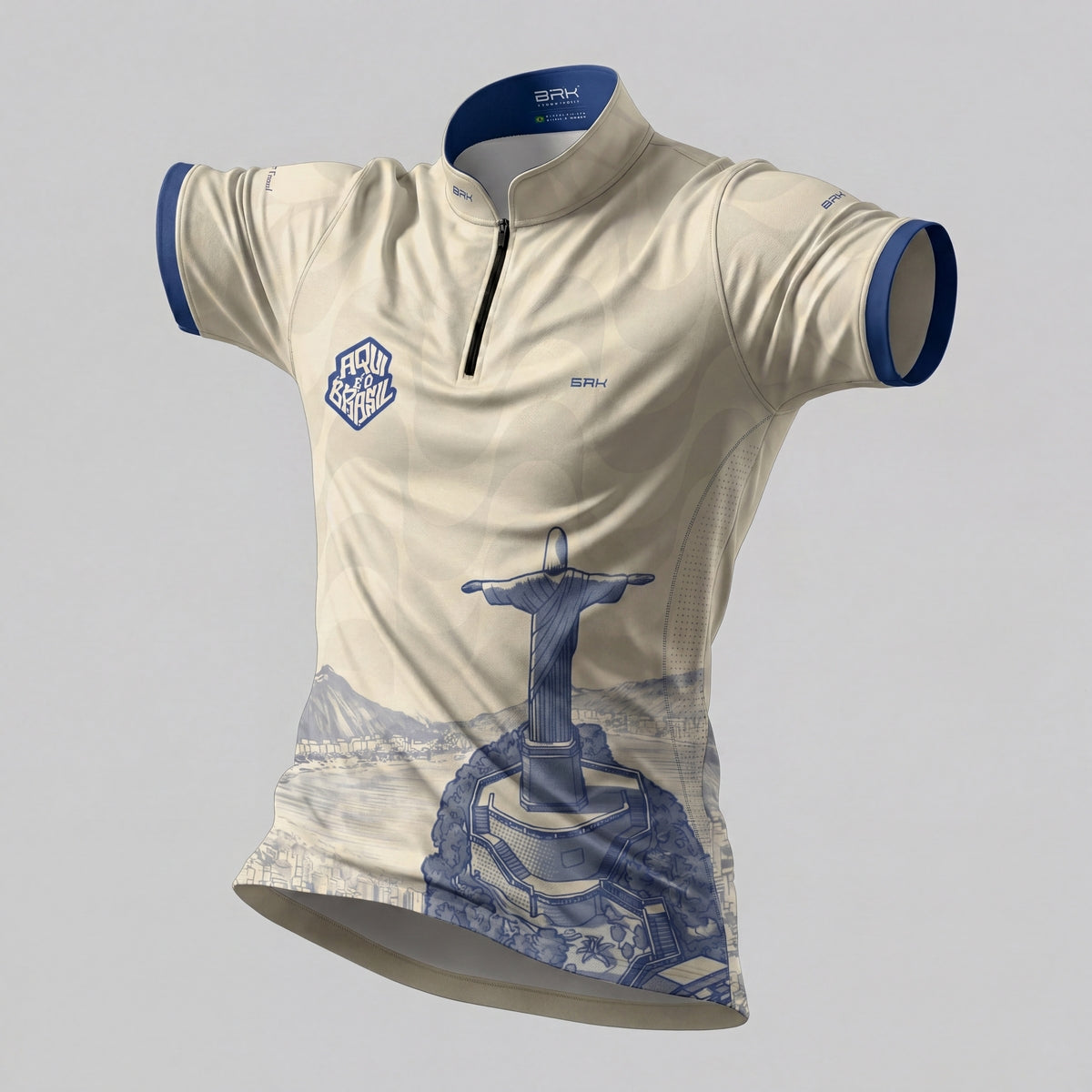 Camiseta Brk Aqui é o Brasil Cristo Redentor Paisagem Bege com Proteção UV50