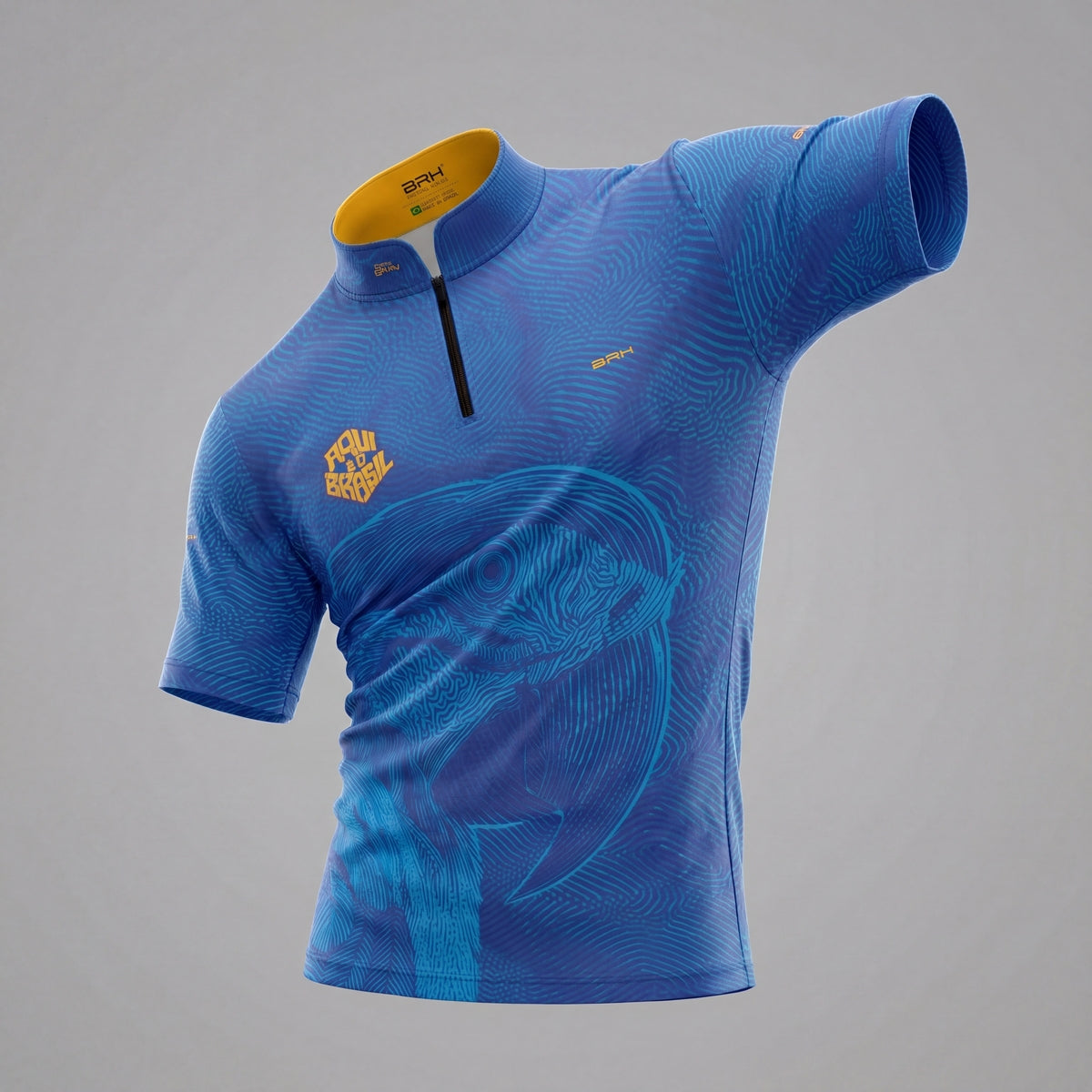 Camiseta Brk Aqui é o Brasil Arara Sombreada Azul Royal com Proteção UV50