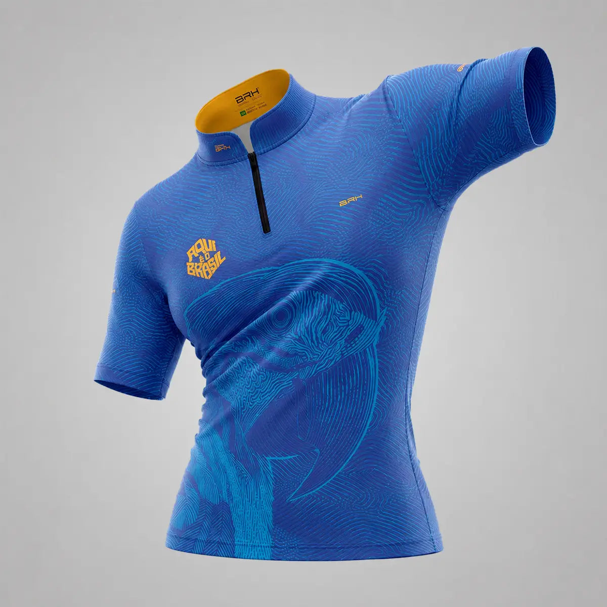 Camiseta Brk Feminina Aqui é o Brasil Arara Sombreada Azul Royal com Proteção UV50
