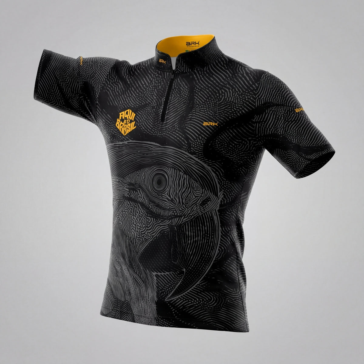 Camiseta Brk Aqui é o Brasil Arara Sombreada Preta com Proteção UV50