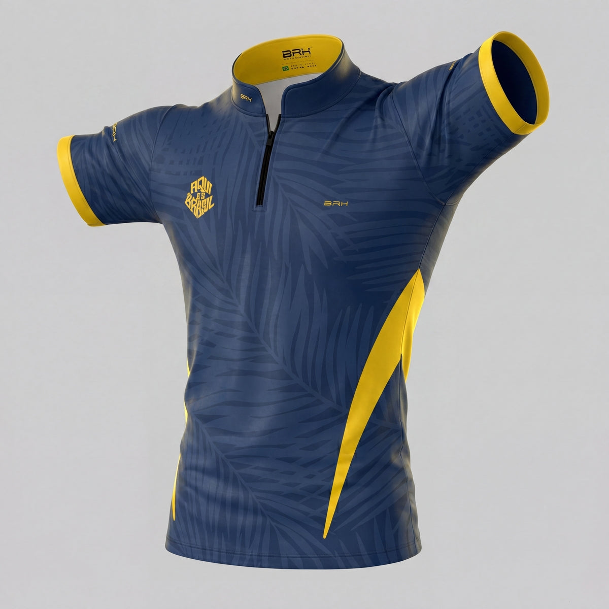 Camiseta Brk Aqui é o Brasil Tropical Azul Marinho com Proteção UV50
