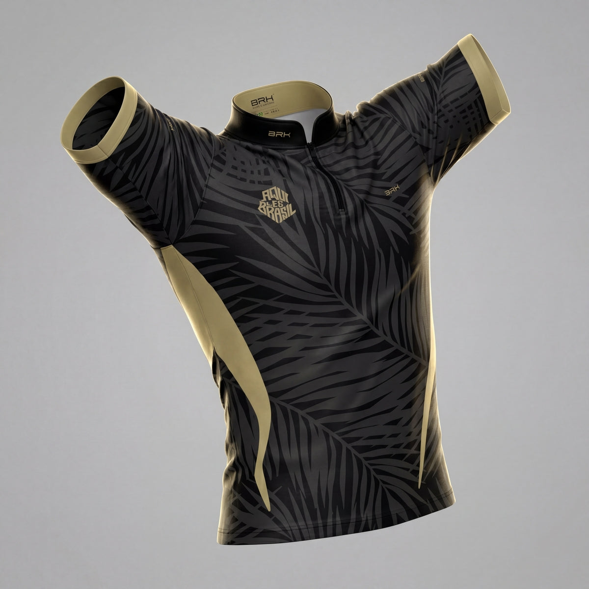 Camiseta Brk Aqui é o Brasil Tropical Preta com Proteção UV50