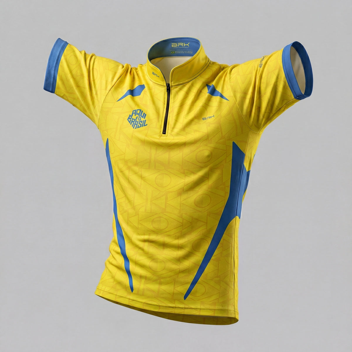 Camiseta Brk Aqui é o Brasil Bandeira Geométrica Amarela com Proteção UV50