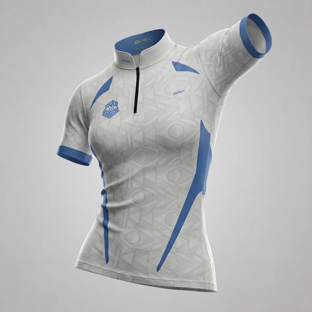 Camiseta Brk Feminina Aqui é o Brasil Bandeira Geométrica Branca com Proteção UV50