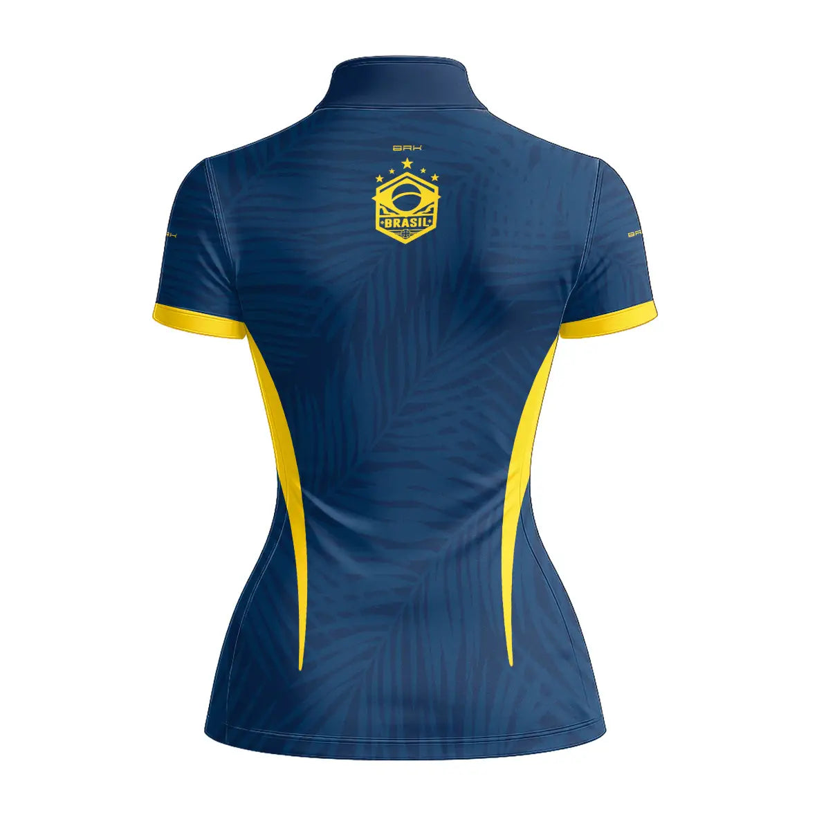 Camiseta Brk Feminina Aqui é o Brasil Tropical Azul Marinho com Proteção UV50