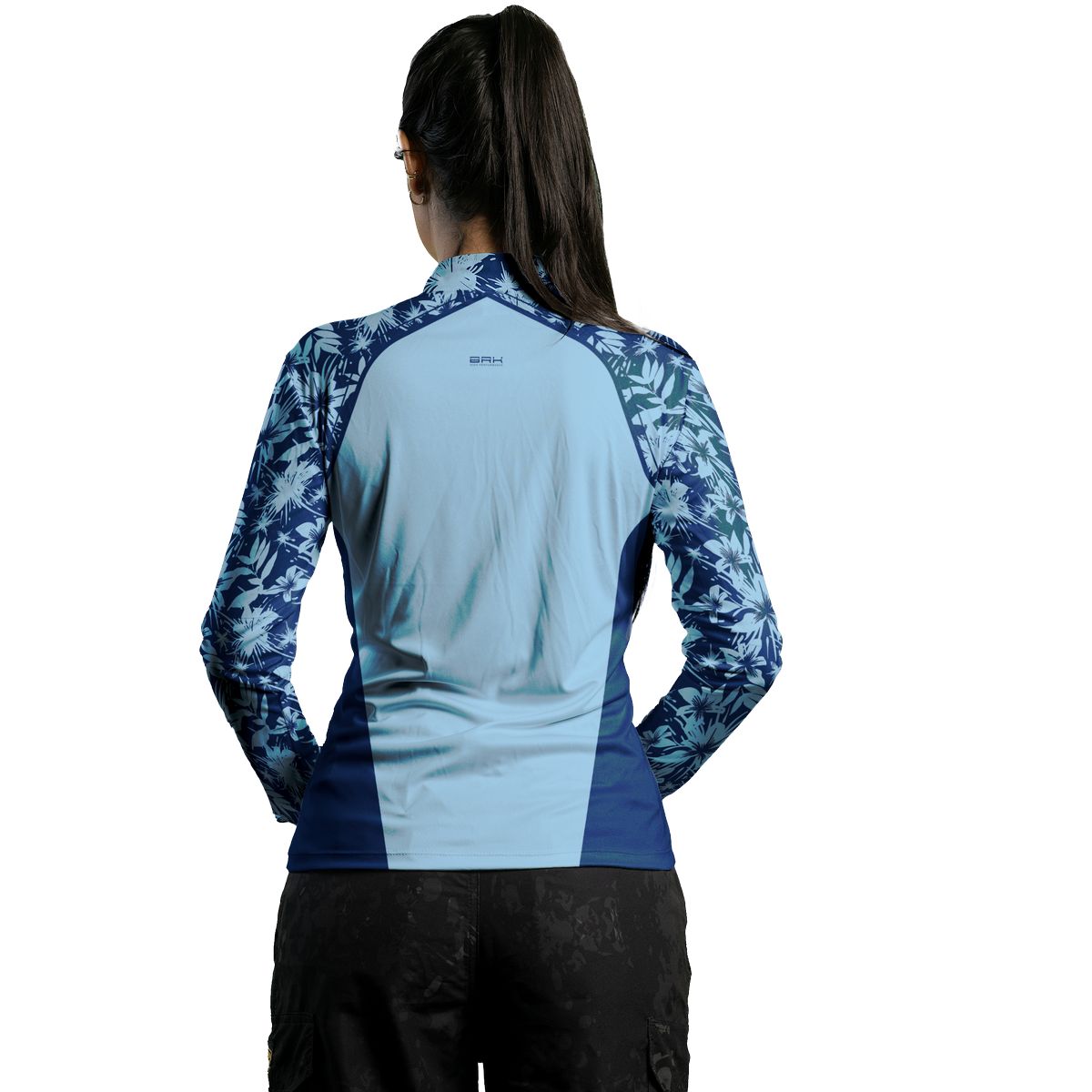 Camisa de Pesca Feminina Brk Básica Floral Azul Claro com Proteção UV50+