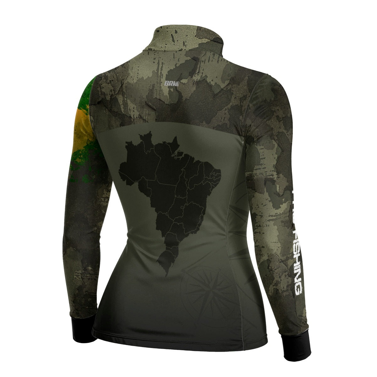 Camisa Feminina  Agro Brk Bussola Brasil Camuflada com Proteção Solar UV50+
