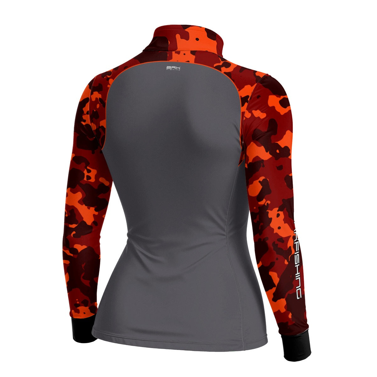 Camisa Feminina de Pesca  Brk Laranja Camuflado e Cinza com UV50+