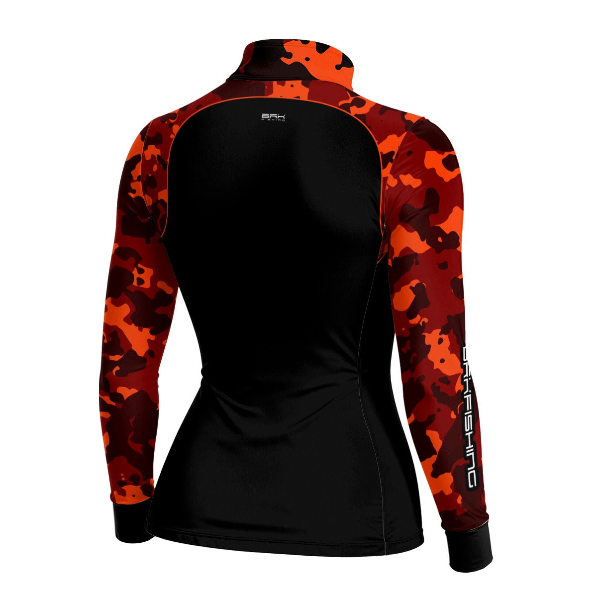 Camisa Feminina de Pesca  Brk Preta e Laranja Camuflada com UV50+