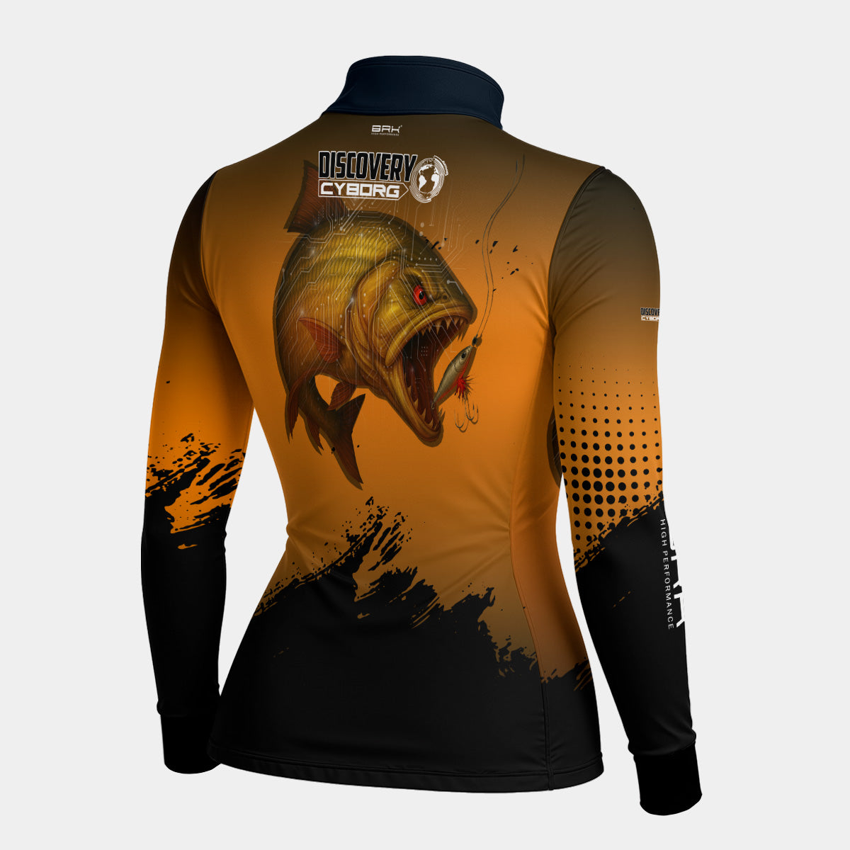 Camisa Feminina Brk Cyborg Dourado Laranja com Proteção UV50+