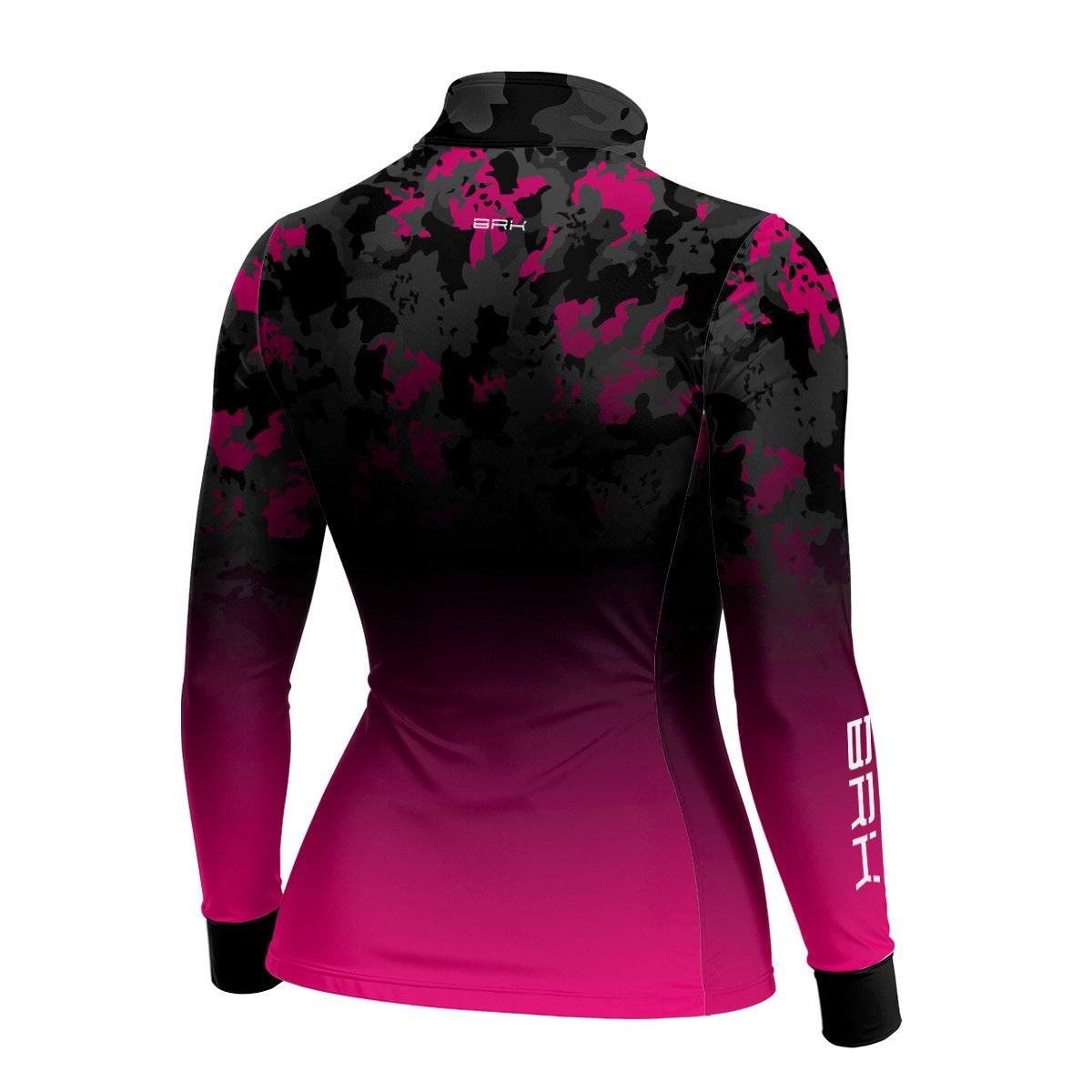Camisa de Pesca Feminina Brk Preta e Rosa com Proteção Solar UV50+