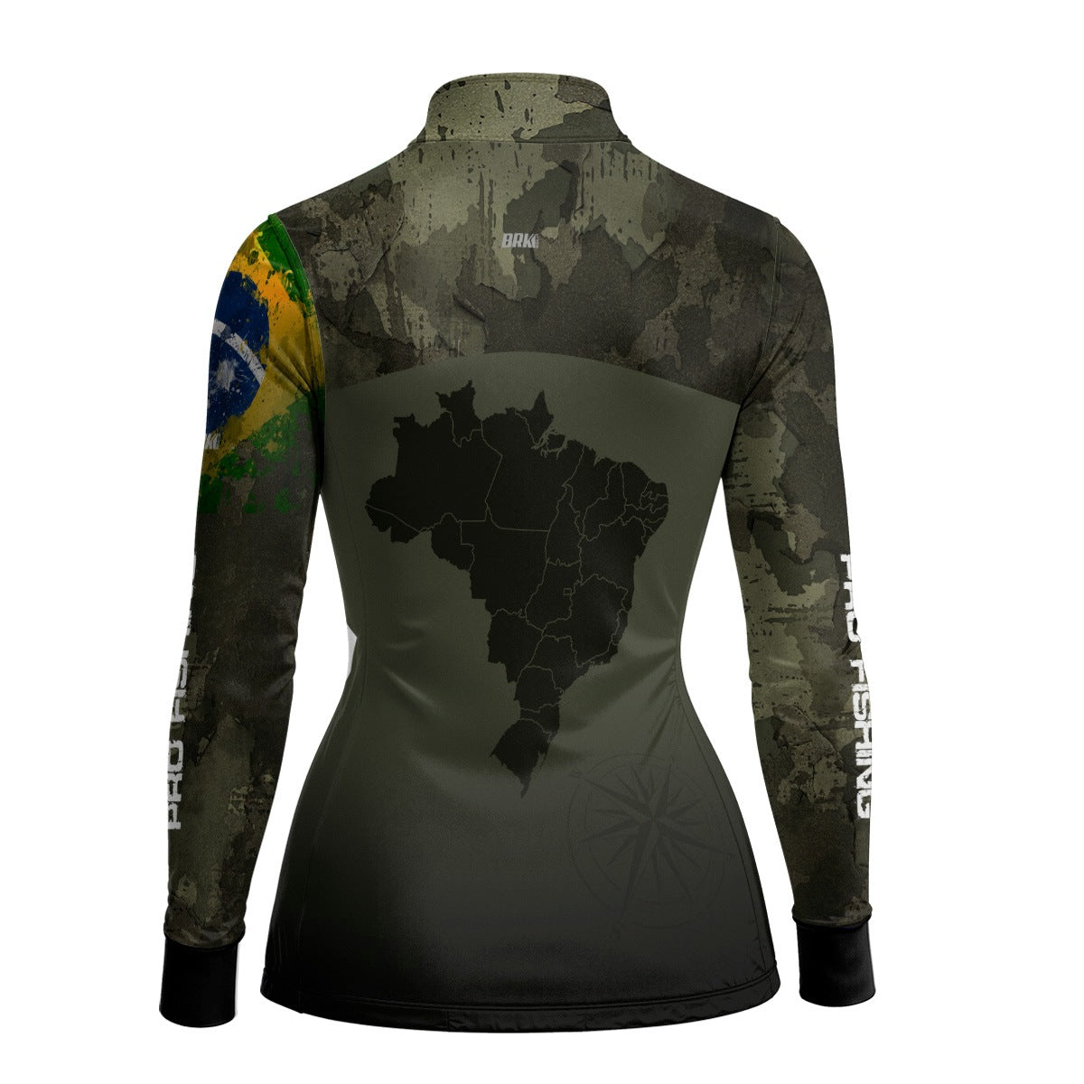 Camisa Feminina  Agro Brk Bussola Brasil Camuflada com Proteção Solar UV50+