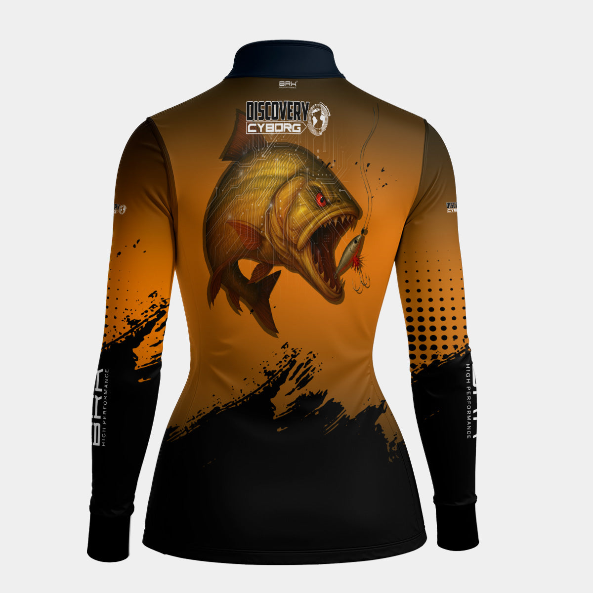 Camisa Feminina Brk Cyborg Dourado Laranja com Proteção UV50+