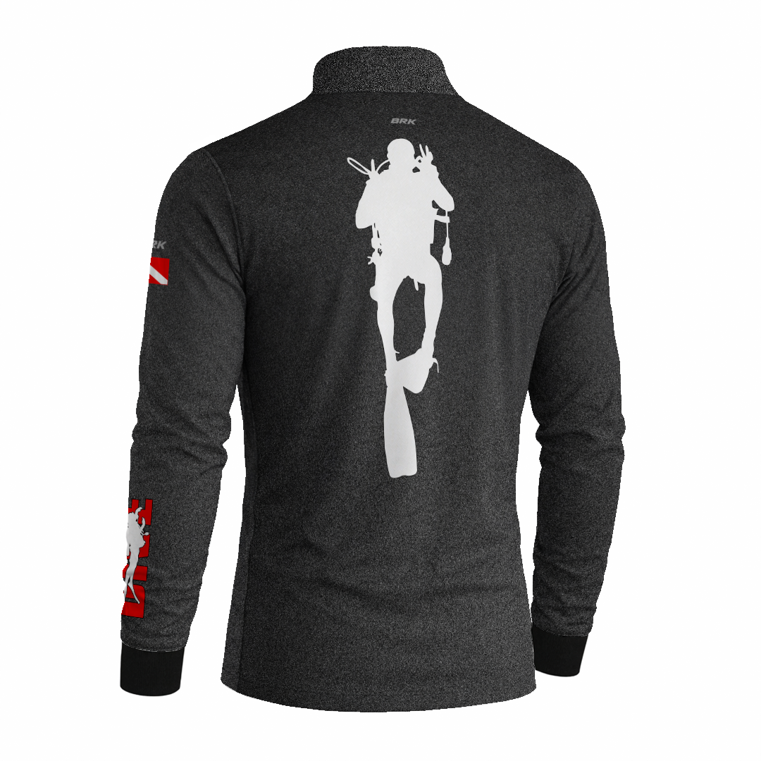 Camisa de Pesca Brk 'dive' Preta e Vermelha com Proteção Uv50+ - Tamanho: G