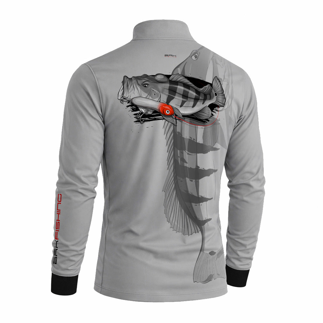 Camisa de Pesca Cinza Brk Tucunare Cinza com Proteção Uv50+ - Tamanho: M