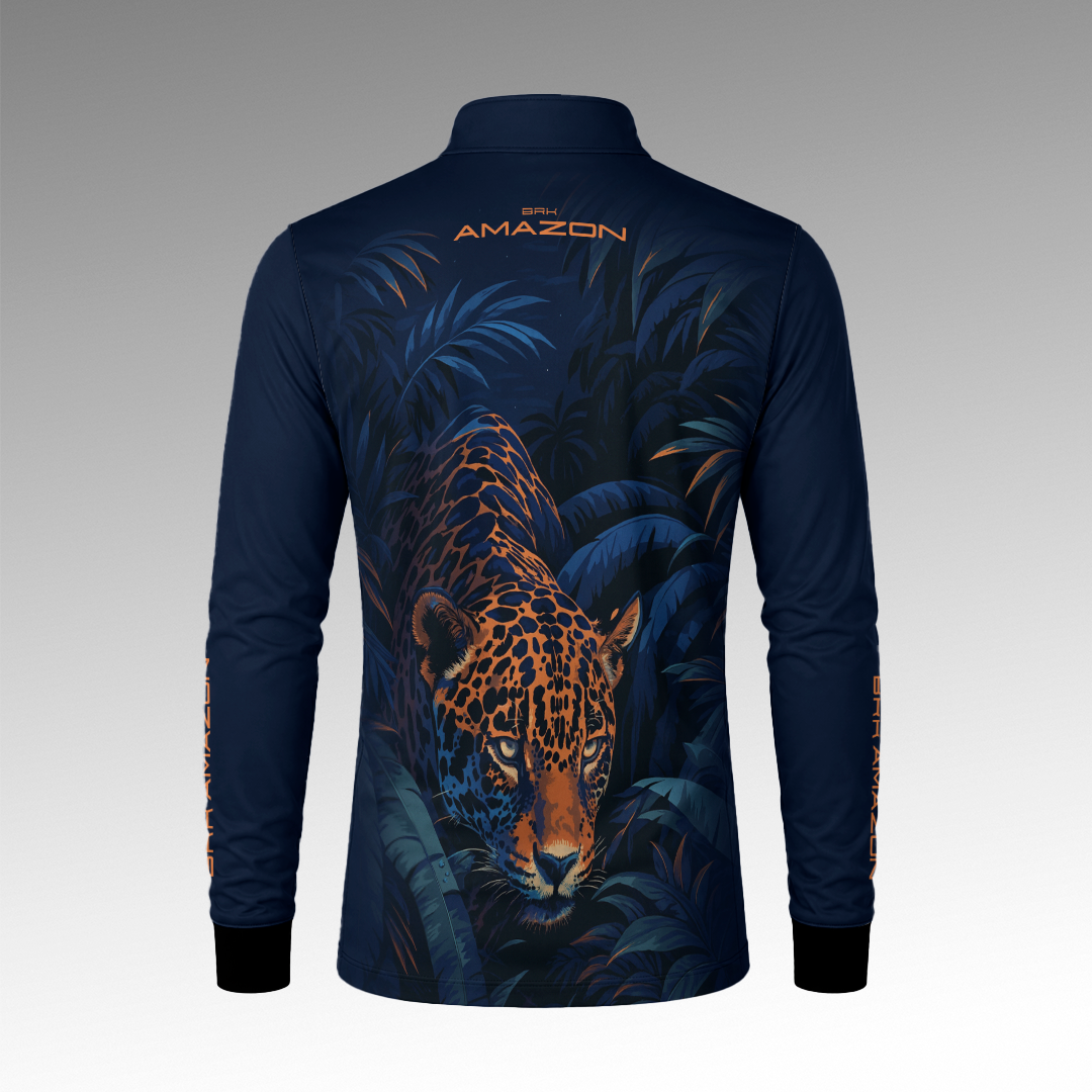 Camisa de Pesca Brk Amazon Onca Azul com Proteção Uv50+ - Tamanho: M