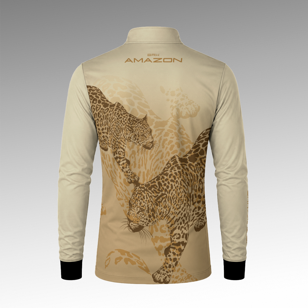 Camisa de Pesca Brk Amazon Onca Bege com Proteção Uv50+ - Tamanho: GG