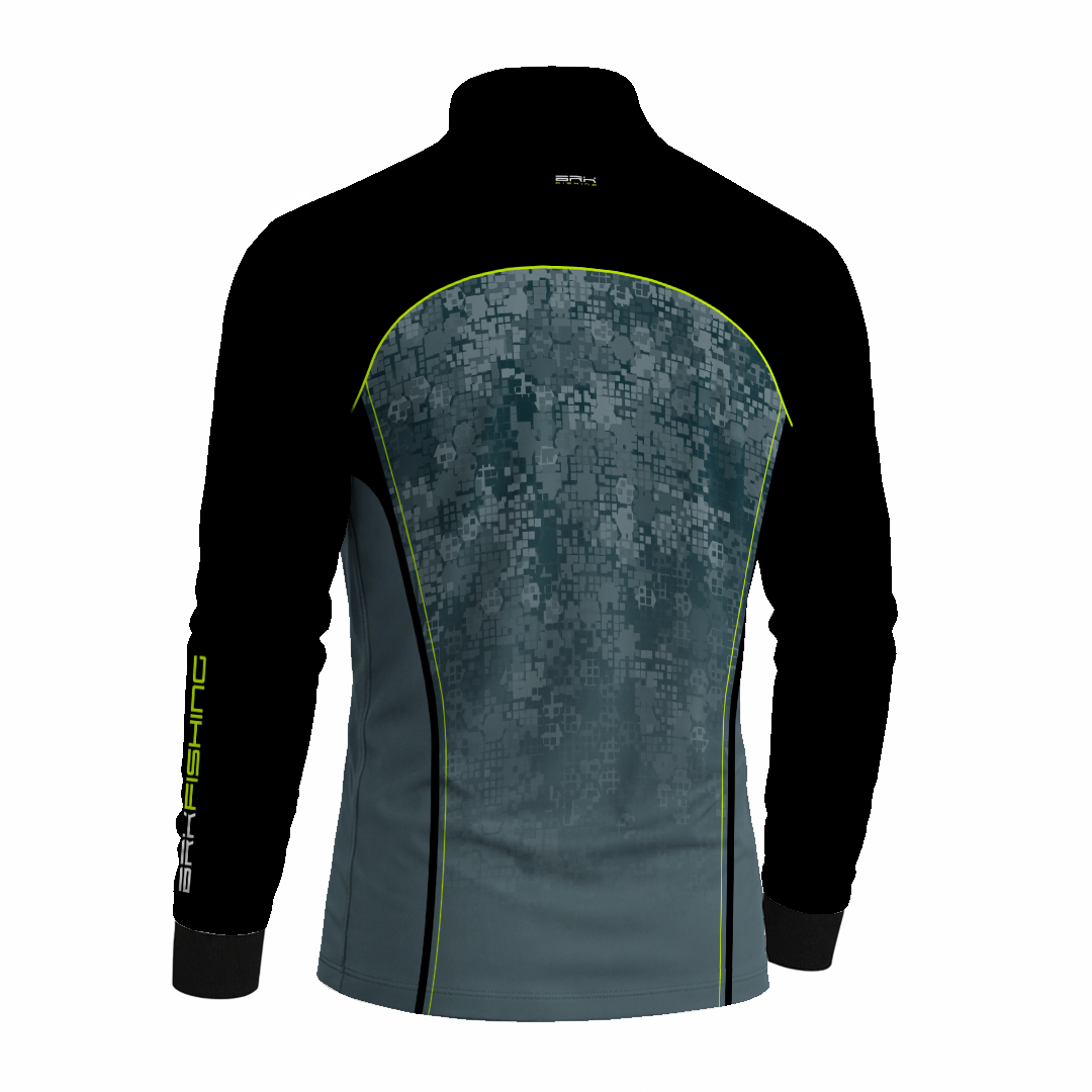Camisa de Pesca Brk Preta e Azul Camo com Proteção Uv50+ - Tamanho: G