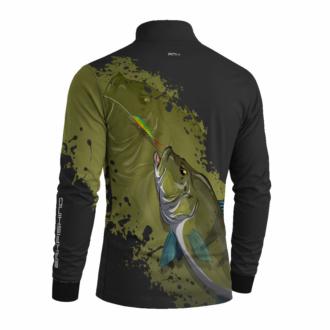 Camisa de Pesca Preto e Musgo Brk Tucunare Azul com Proteção Uv50+ - Tamanho: GG