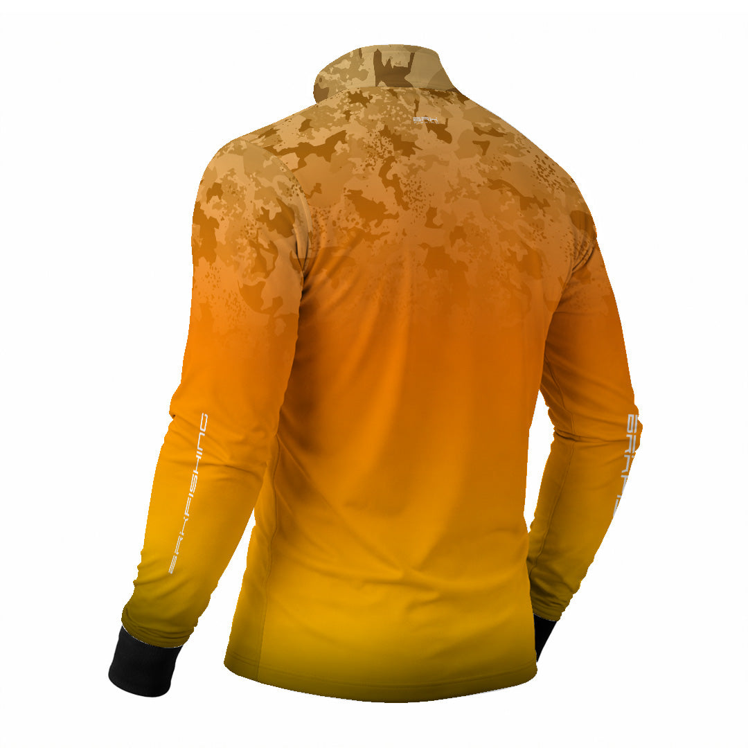 Camisa de Pesca Brk Laranja Camuflado com Proteção Uv50+ - Tamanho: P