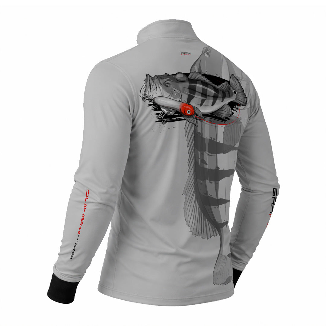 Camisa de Pesca Cinza Brk Tucunare Cinza com Proteção Uv50+ - Tamanho: M