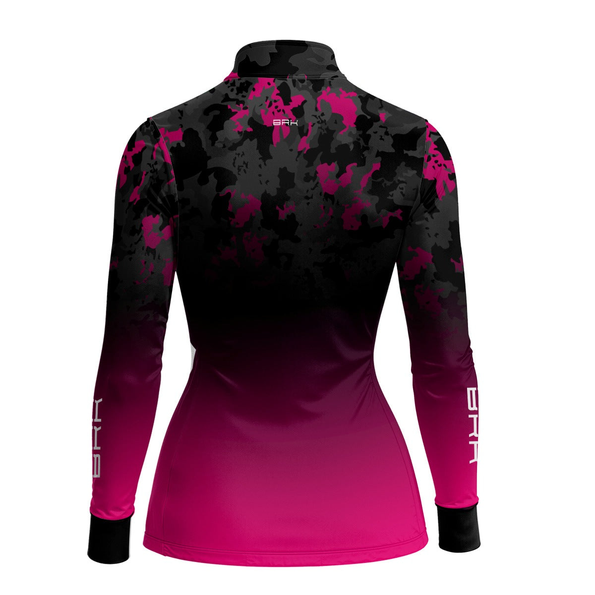 Camisa de Pesca Feminina Brk Preta e Rosa com Proteção Solar UV50+