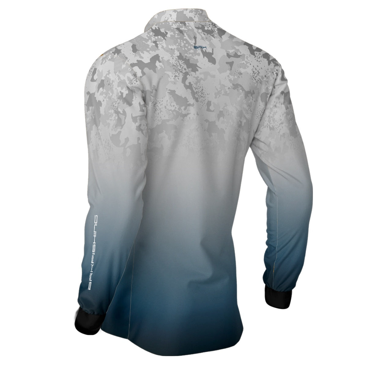 Camisa de Pesca BRK Cinza e Azul Camuflado com Proteção UV50+ Brk Fishing