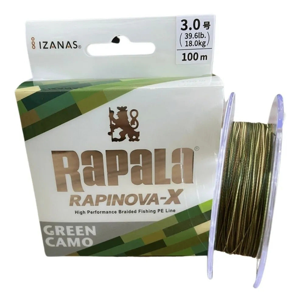 Linha Multifilamento Rapala Rapinova - X  100m 55.0LB Verde Camo