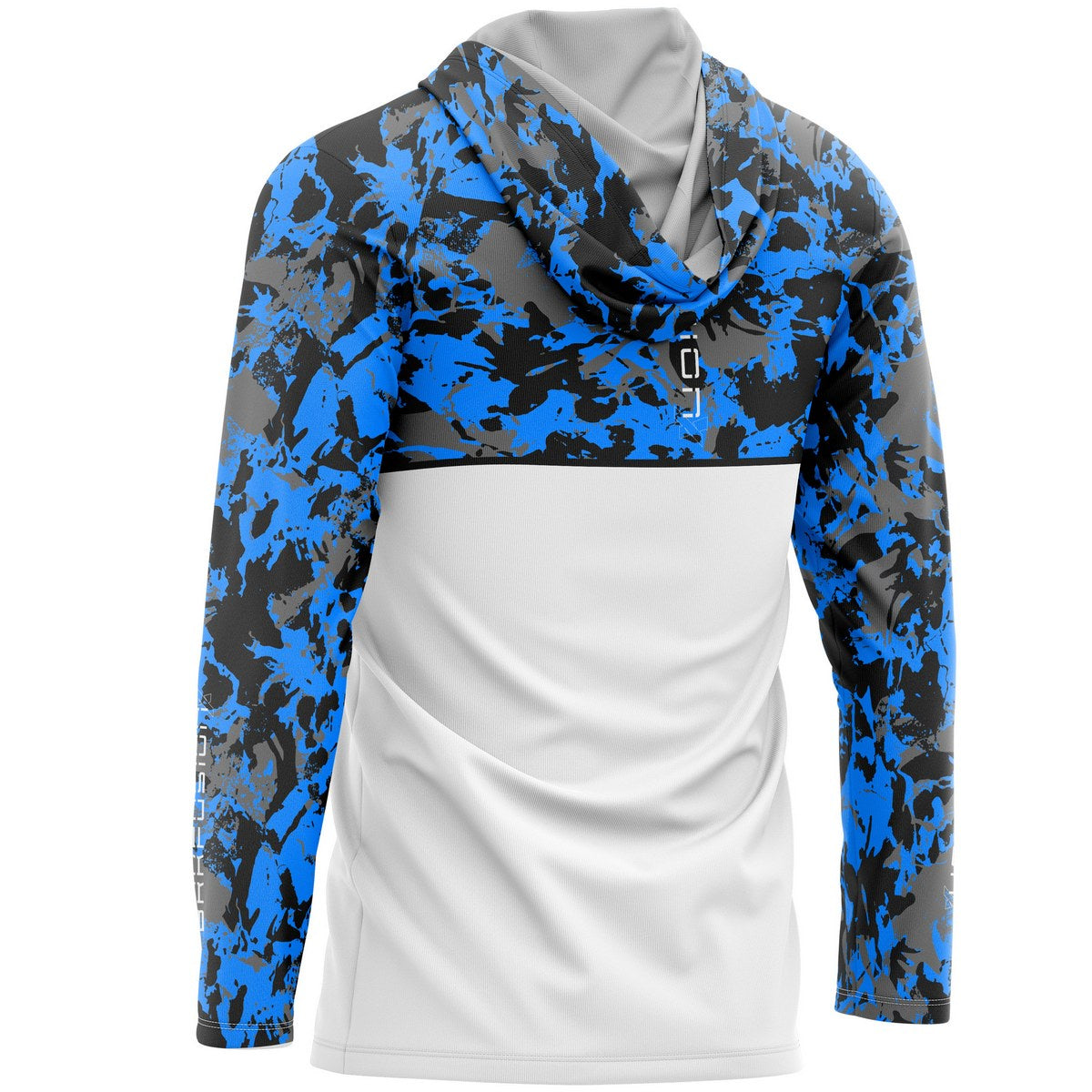 Camisa FusionX Brk Marine Camuflada Azul Branco com Capuz e Proteção UV50+ Envio Imediato Brk Fishing