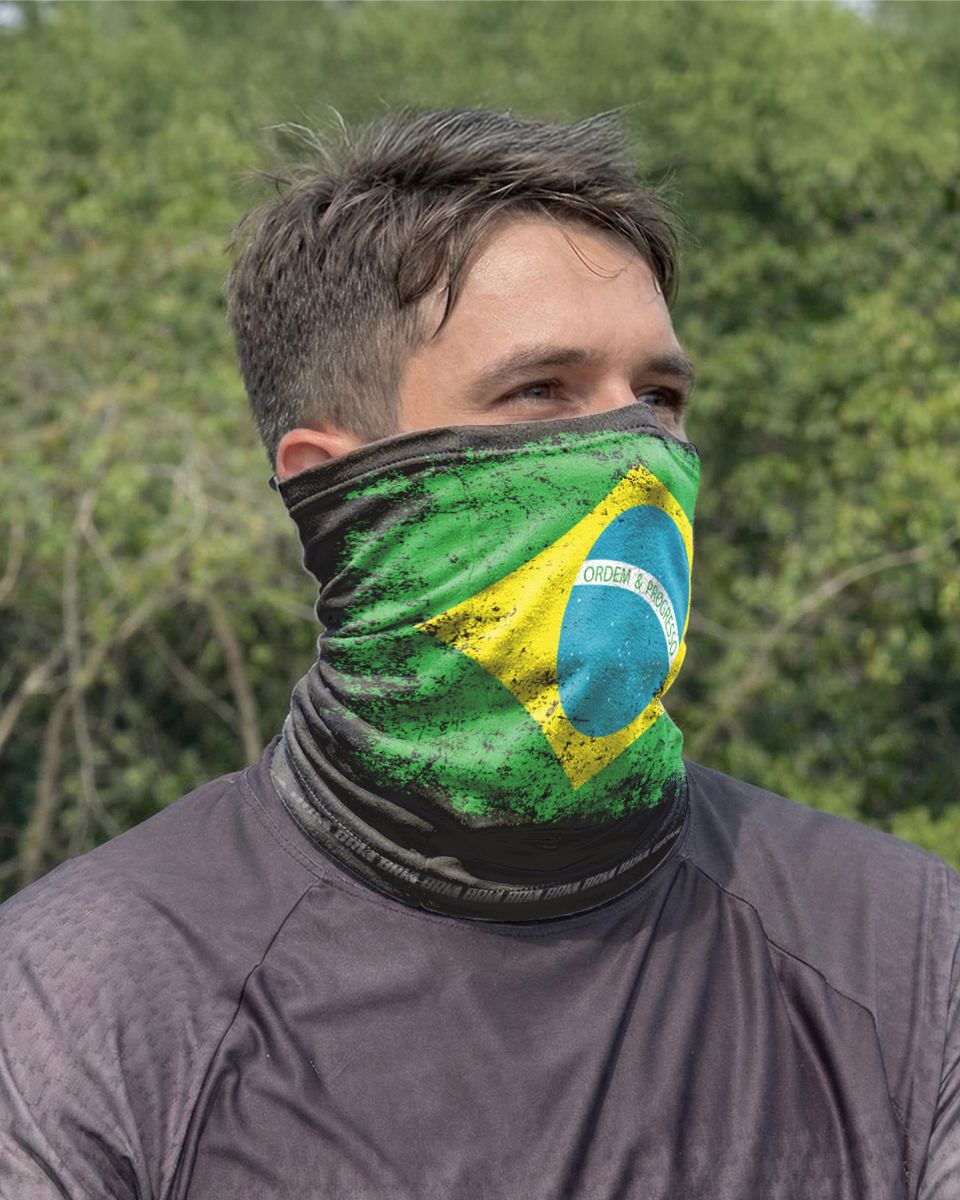 Bandana Balaclava Tubeneck Brk Multifuncional Bandeira do Brasil com Proteção UV50+