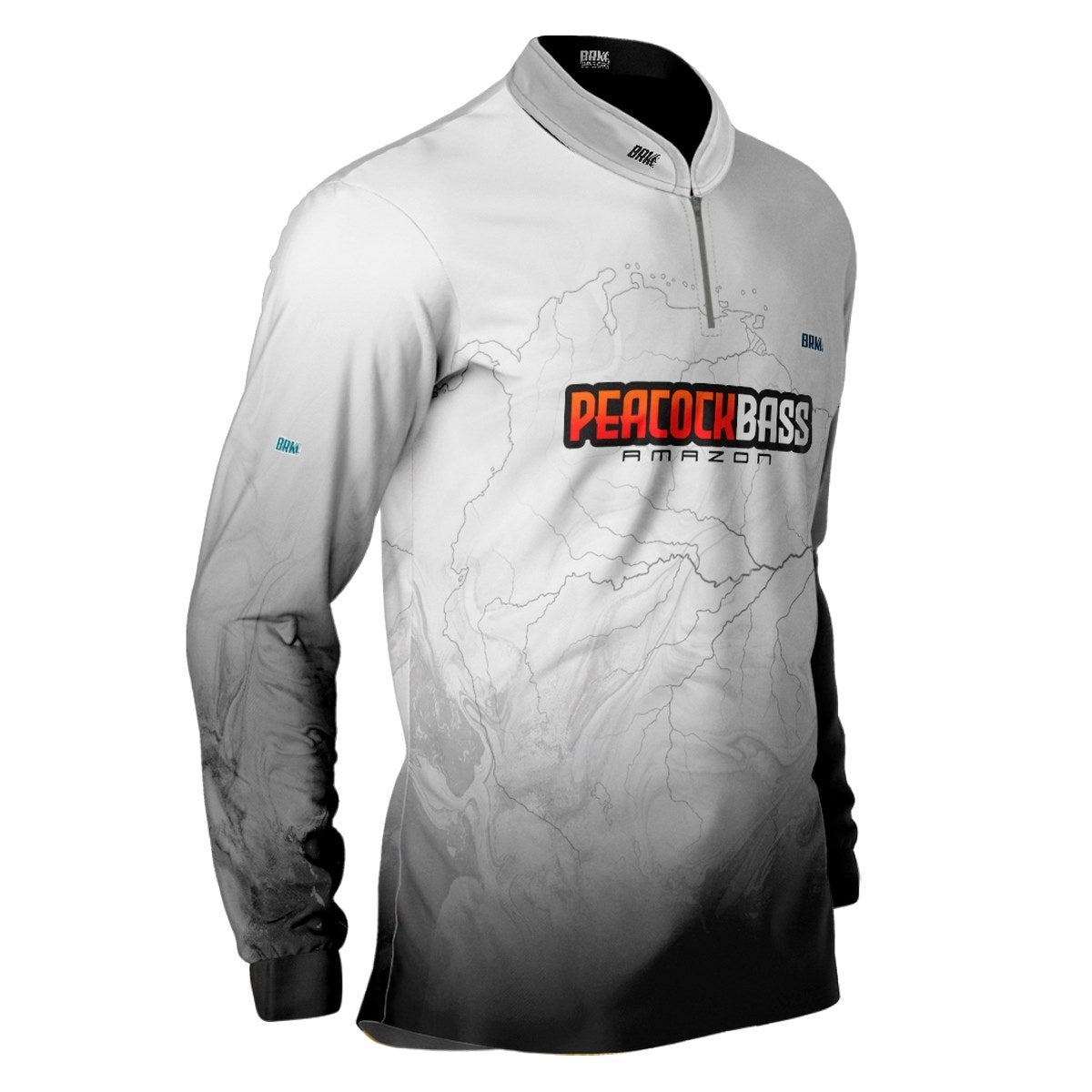 Camisa de Pesca Brk Peacockbass Amazônia Branca com Proteção Solar UV50+ - Brk Fishing