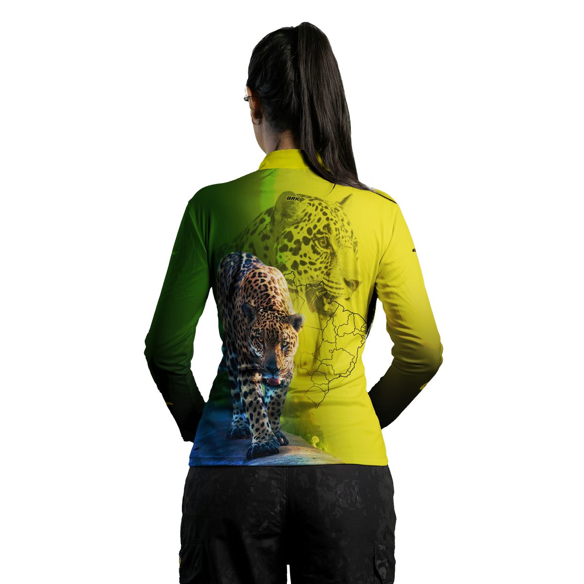 Camisa Feminina de Pesca Brk Onça Pintada com UV50+
