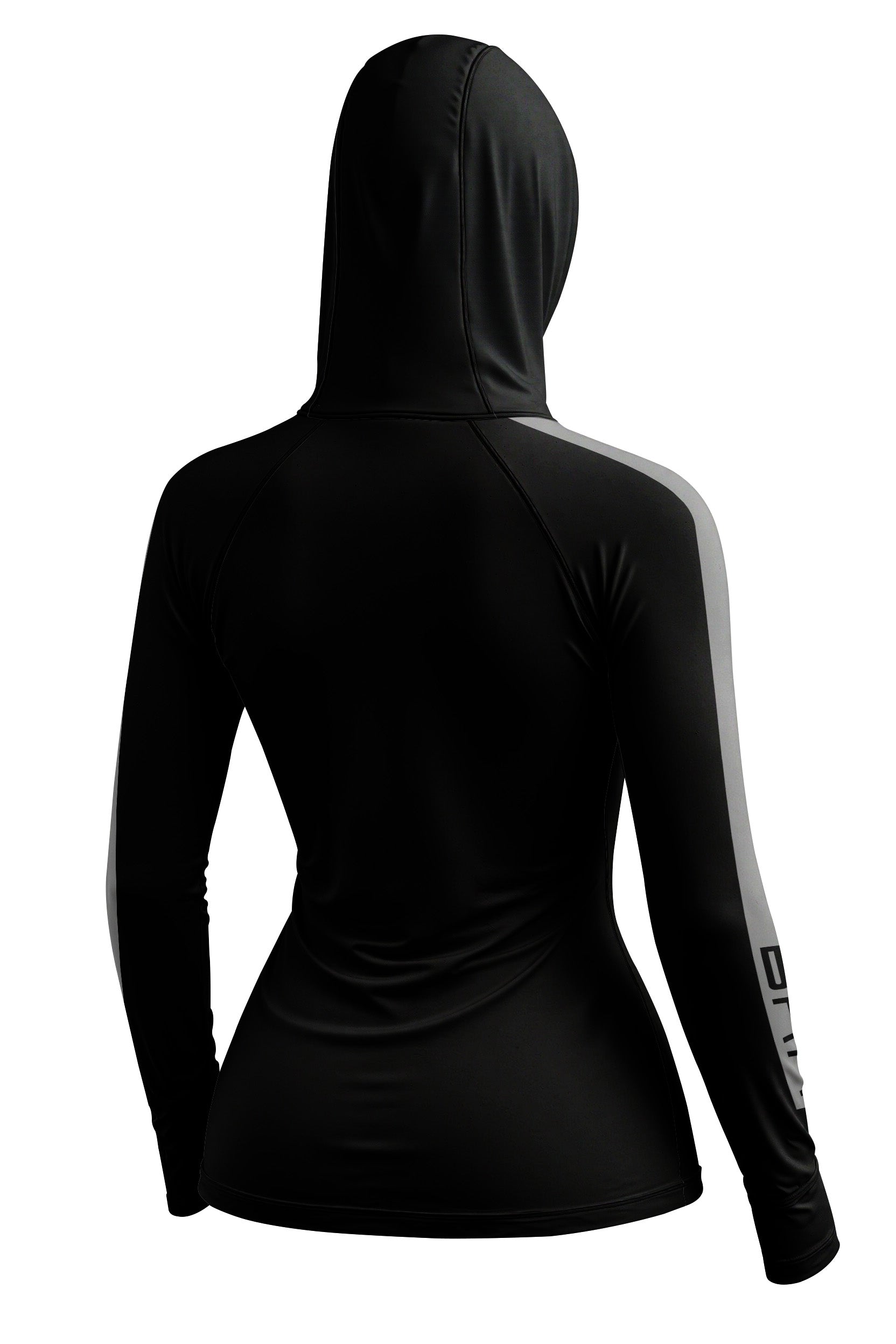 Camisa de Pesca Feminina Brk com Capuz Hybrid Preto com Cinza Fusion com Proteção Solar UV50+