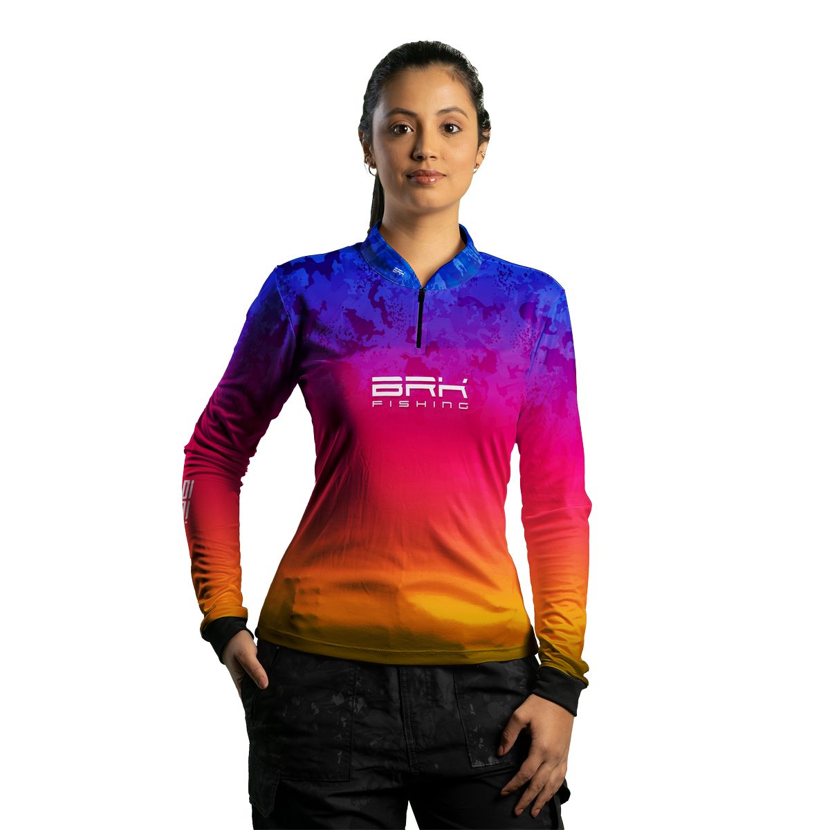 Camisa Feminina de Pesca Brk Femina Karambit Fade Camuflada com UV50+