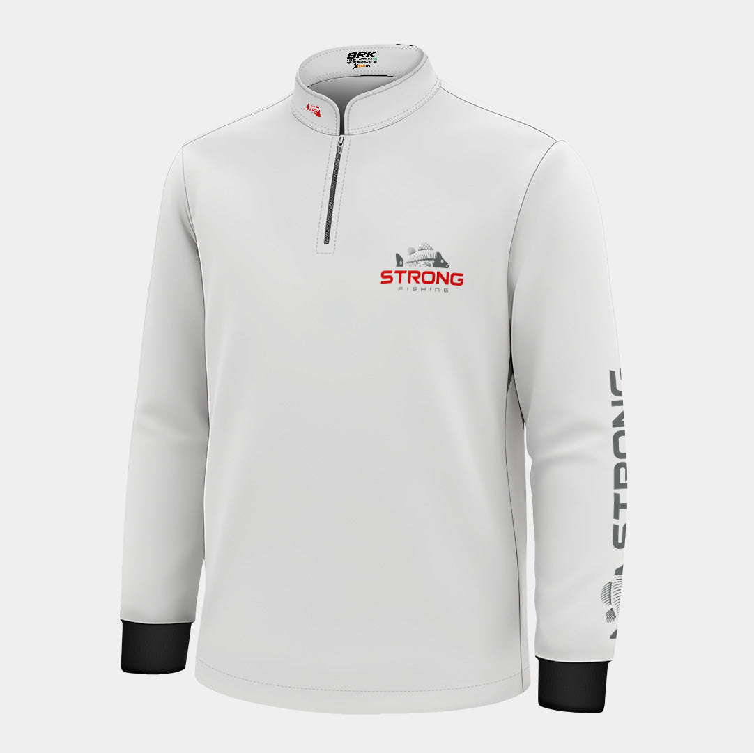 Camisa Infantil de Pesca Brk Strong Fishing Branca com Proteção UV50+