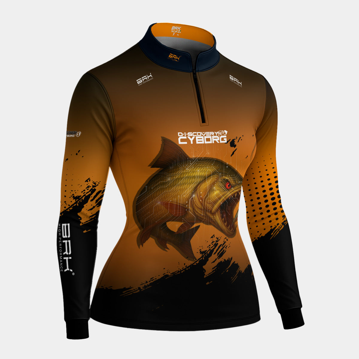 Camisa Feminina Brk Cyborg Dourado Laranja com Proteção UV50+