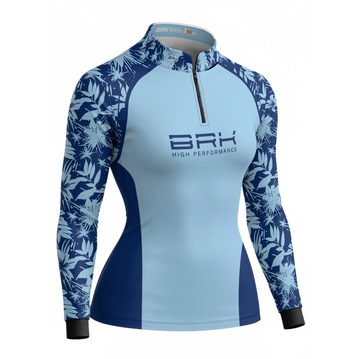Camisa de Pesca Feminina Brk Básica Floral Azul Claro com Proteção UV50+
