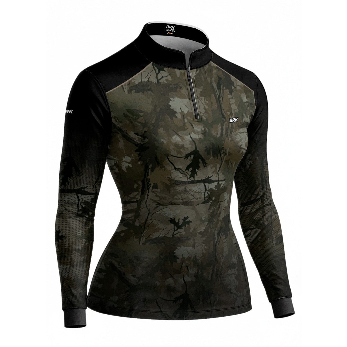 Camisa Agro Feminina Brk Camuflada Verde Folhas com Proteção Solar UV50+