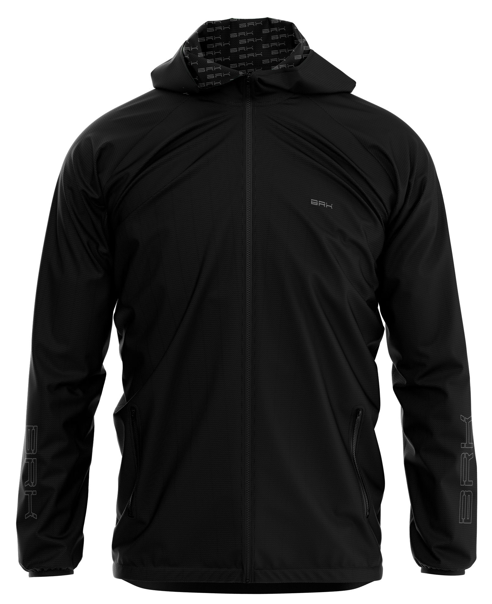 Jaqueta Corta Vento Brk Preta Repelente à Água com UV50 Brk Fishing