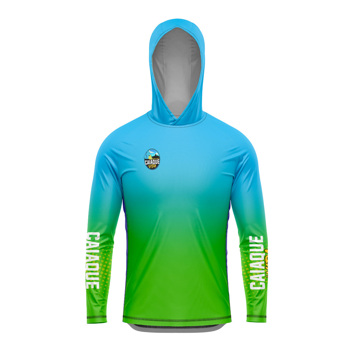 Camisa de Pesca com Capuz Brk Caiaque e Vida Verde e Azul Turquesa com Proteção Uv50+ - Tamanho: G2