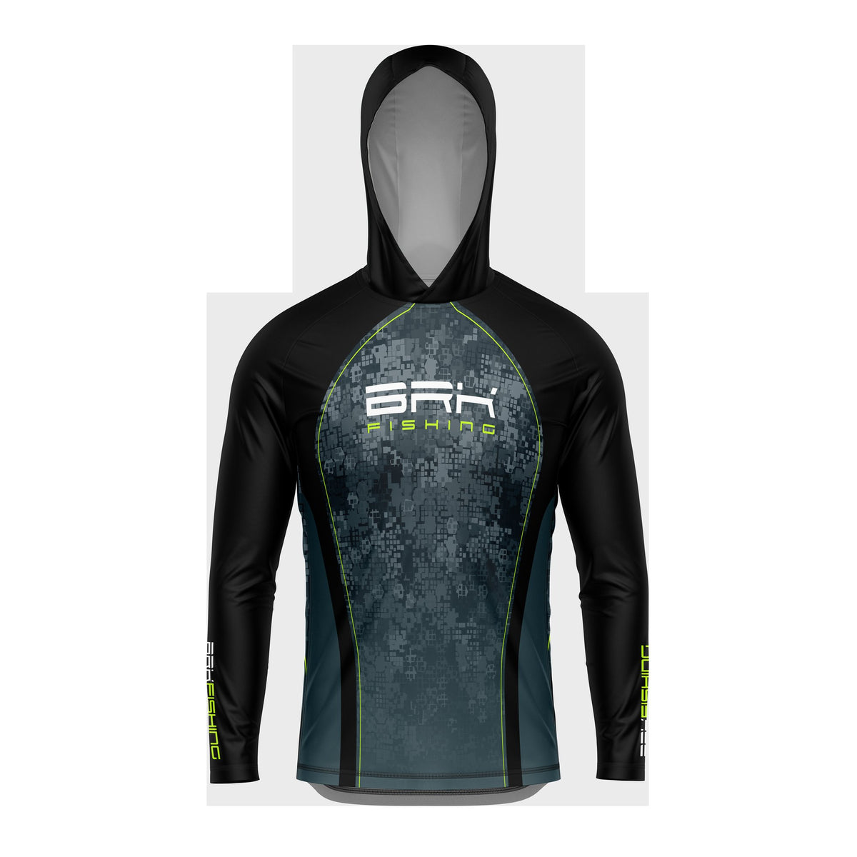 Camisa de Pesca com Capuz Brk Azul Camuflado com Proteção Uv50+ - Tamanho: M