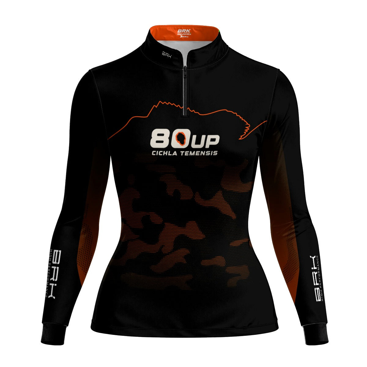 Camisa de Pesca Feminina Brk 80UP Camuflada Laranja com Proteção UV50