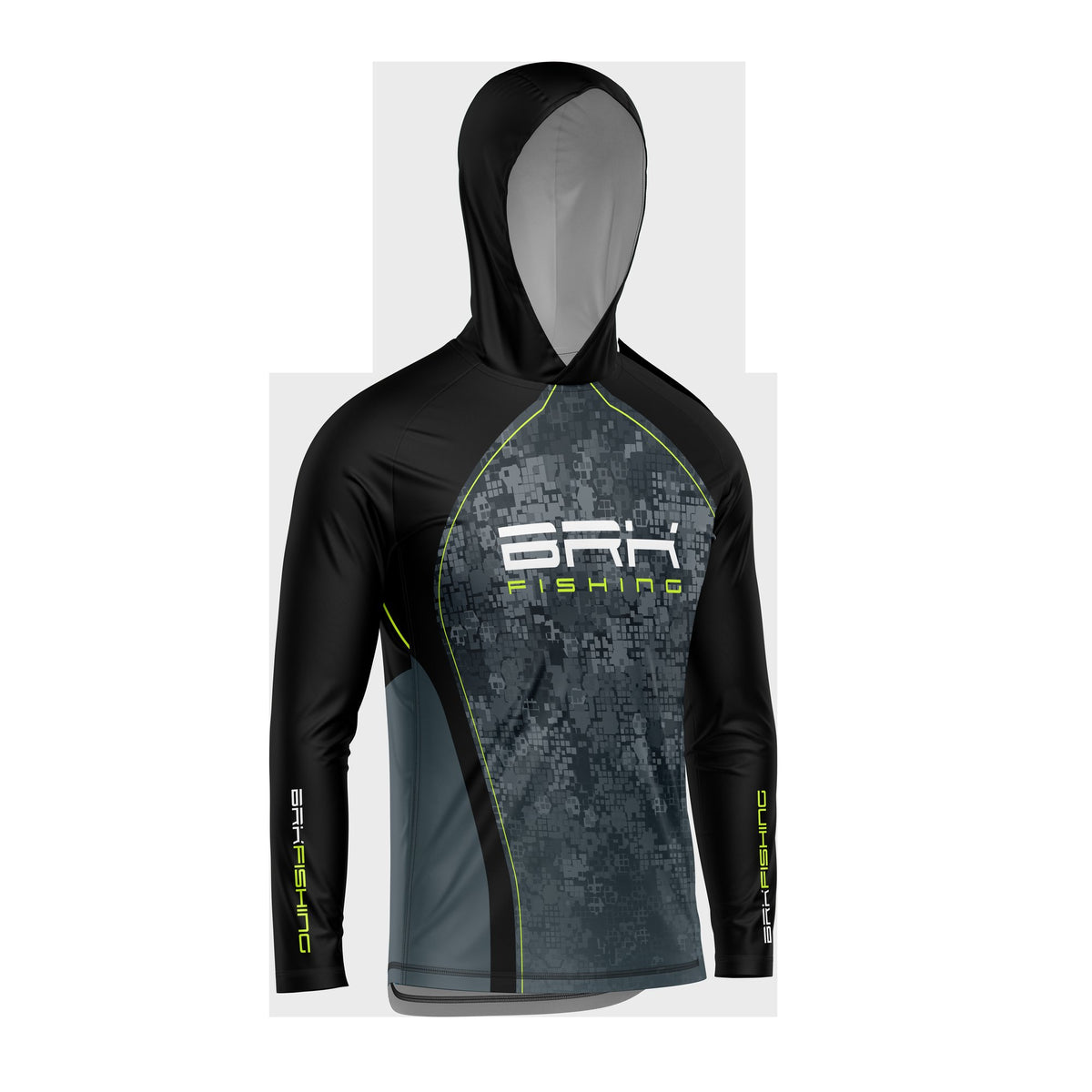 Camisa de Pesca com Capuz Brk Azul Camuflado com Proteção Uv50+ - Tamanho: M