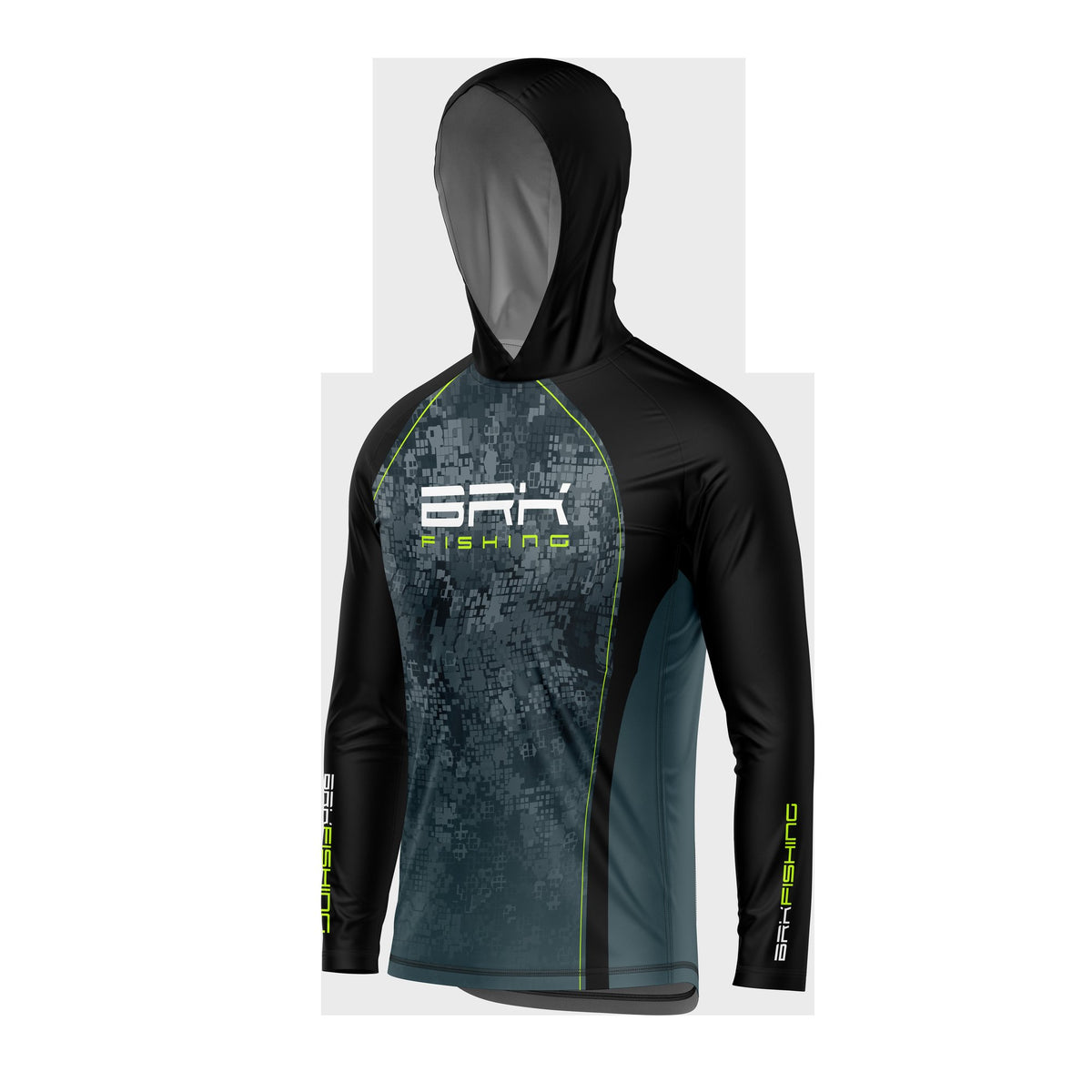 Camisa de Pesca com Capuz Brk Azul Camuflado com Proteção Uv50+ - Tamanho: M