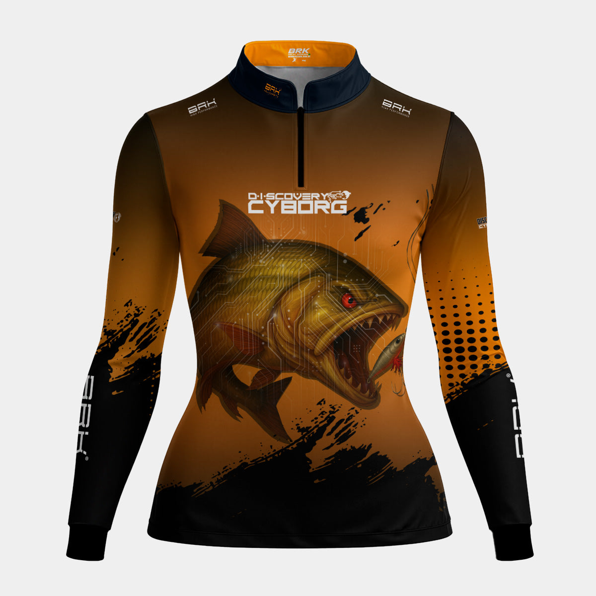Camisa Feminina Brk Cyborg Dourado Laranja com Proteção UV50+