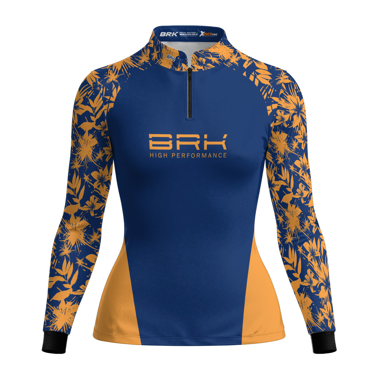 Camisa de Pesca Brk Basica Floral Mostarda com Proteção Uv50+ - Tamanho: PP