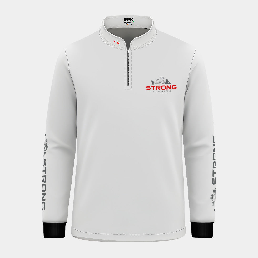 Camisa Infantil de Pesca Brk Strong Fishing Branca com Proteção UV50+
